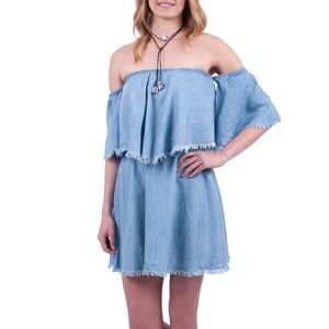 NWT Apricot Lane Denim Off Shoulder Dress